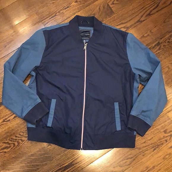 TOMMMY HILFIGER Men’s Raglan Navy Blue, Blue With Red Zipper Jacket Sz XXL - Picture 1 of 12
